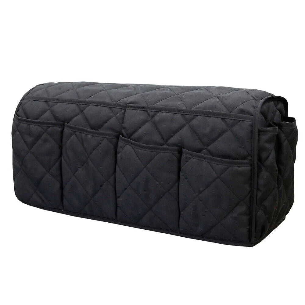 2 Pcs Black Quilted Sofa Armrest Organizer Caddy