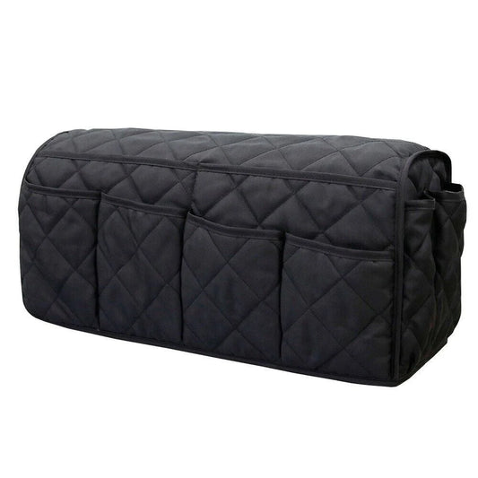 2 Pcs Black Quilted Sofa Armrest Organizer Caddy