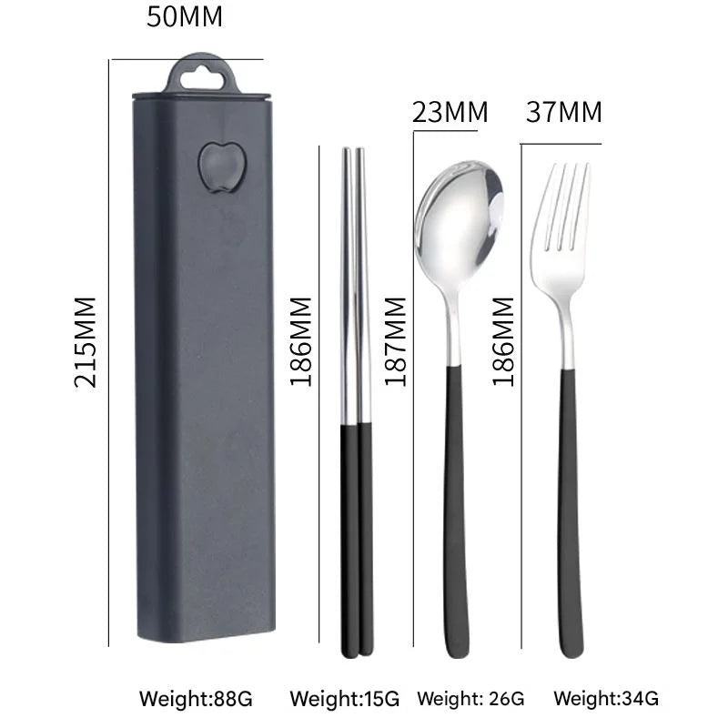 2 - pcs Black Reusable Travel Utensil Set with Case - 304