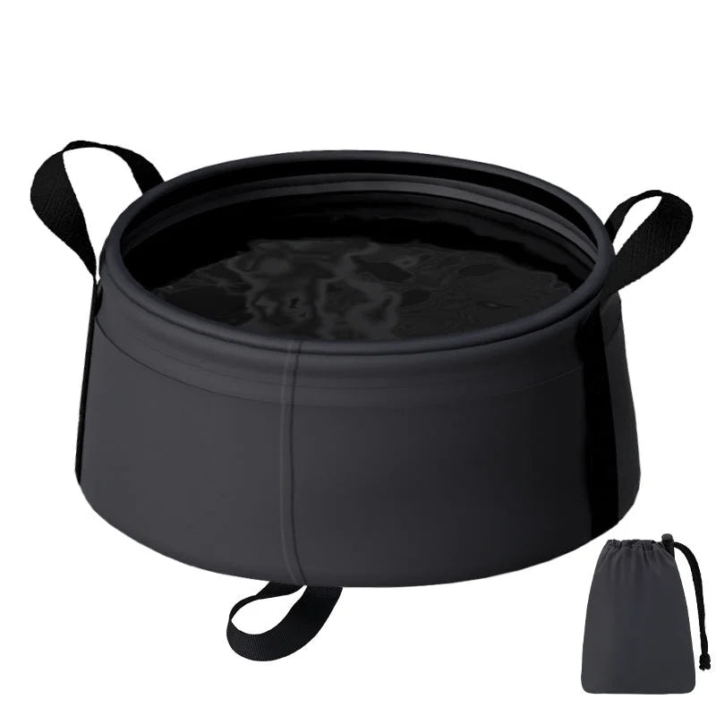 2 Pcs Black Ultra-Lightweight Collapsible Travel Basin