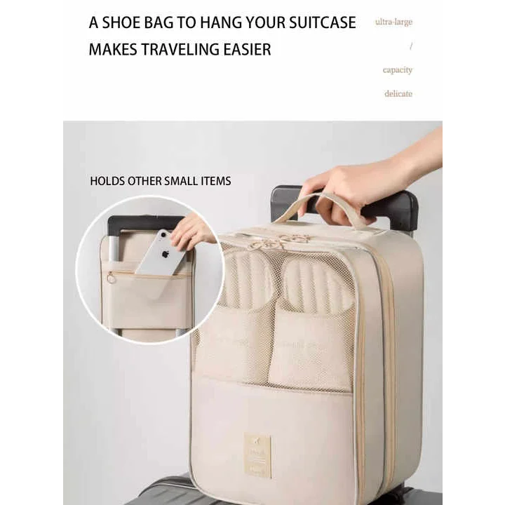 2 Pcs Black Waterproof Foldable Travel Shoe Storage Bag