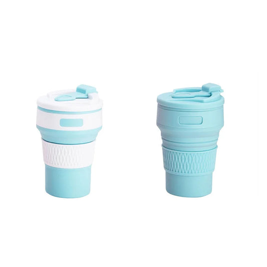2 Pcs Blue Collapsible Silicone Coffee Cup - Portable