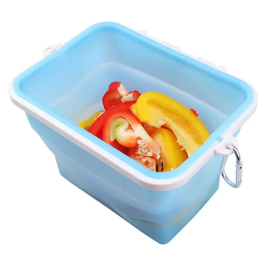 Set Of Two Blue Collapsible Silicone Food Storage