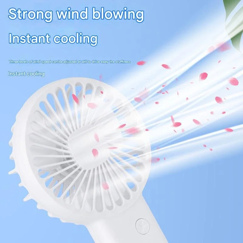 2 PCS Blue Cute USB Rechargeable Handheld Fan - Phone Stand