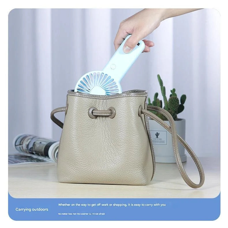 2 PCS Blue Cute USB Rechargeable Handheld Fan - Phone Stand