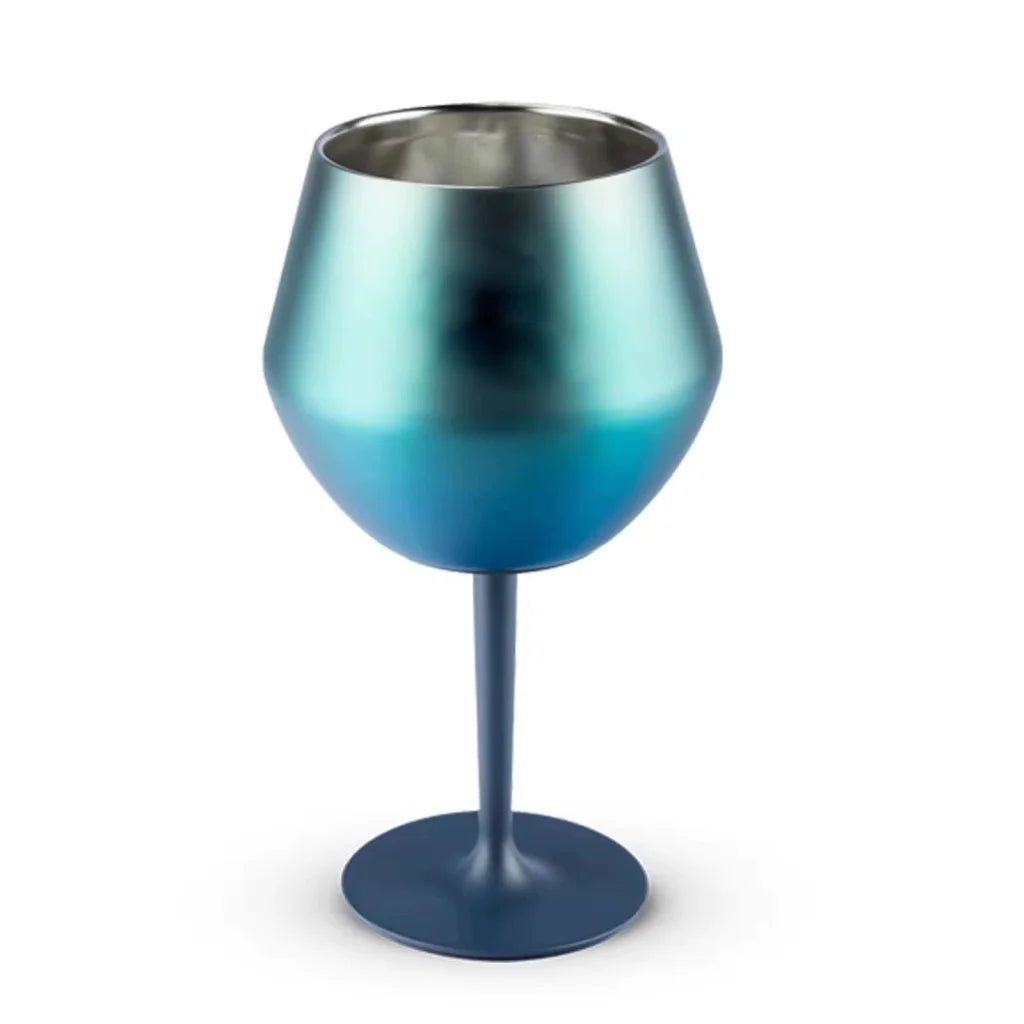 2 Pcs Blue Detachable Stainless Steel Wine Glass 14oz