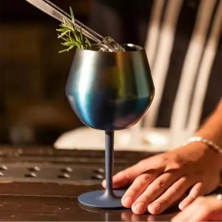 2 Pcs Blue Detachable Stainless Steel Wine Glass - 14oz