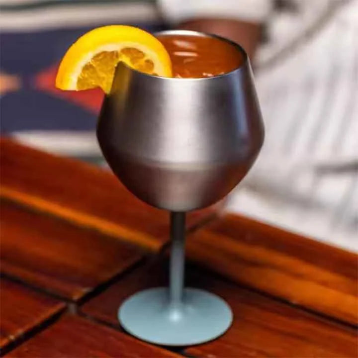2 Pcs Blue Detachable Stainless Steel Wine Glass - 14oz