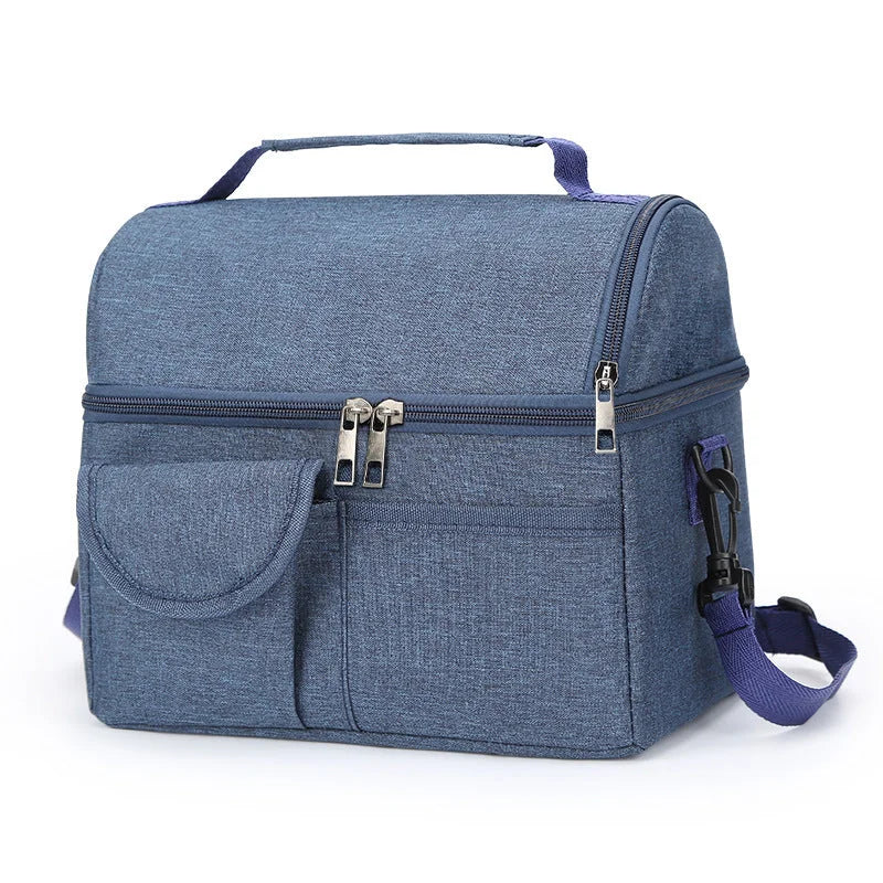 2 Pcs Blue Premium Double Layer Insulated Lunch Bag - 8.4L