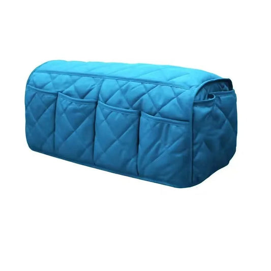 2 Pcs Blue Quilted Sofa Armrest Organizer Caddy