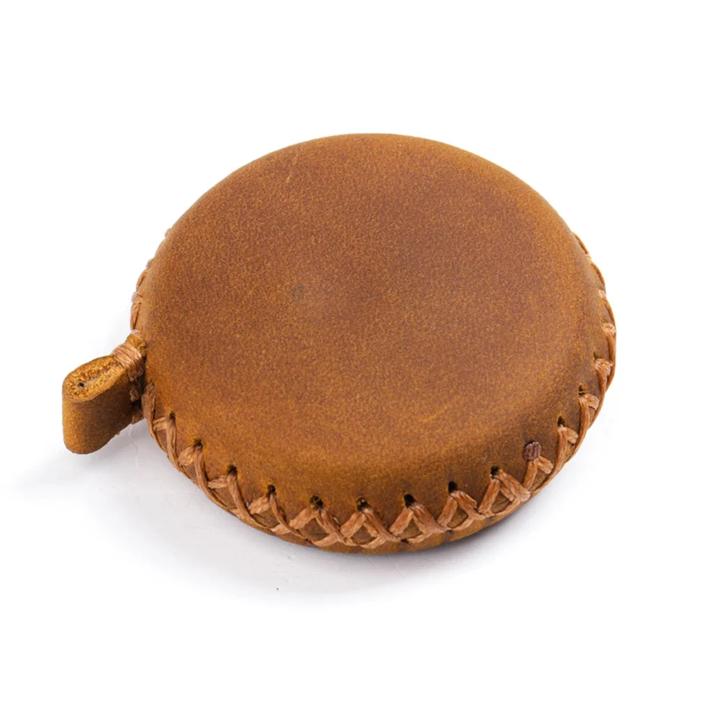 2 PCS Brown Hand-Stitched Leather Tape Measure - Compact &