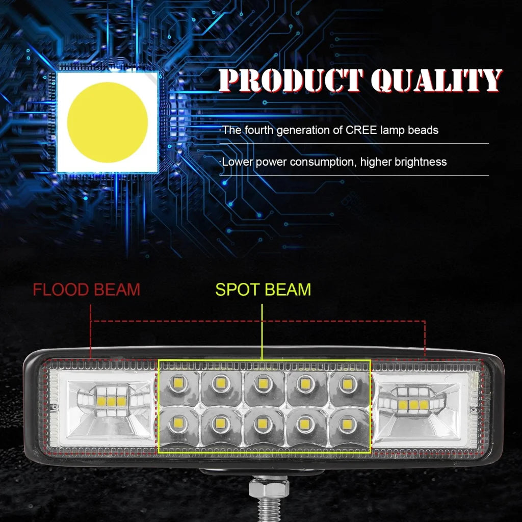 2 Pcs Car 6 Inch Dual - Row Mixed Light Strip Lamp