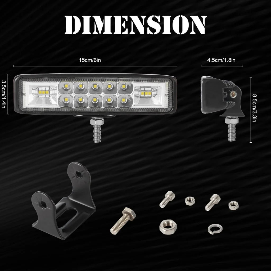 2 Pcs Car 6 Inch Dual - Row Mixed Light Strip Lamp