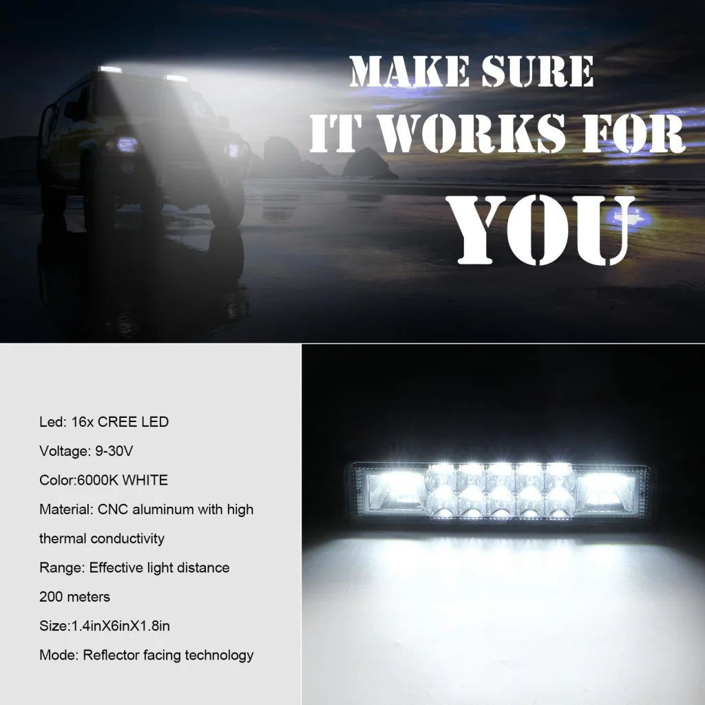 2 Pcs Car 6 Inch Dual - Row Mixed Light Strip Lamp