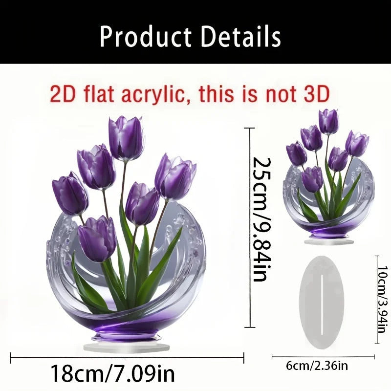 2 Pcs Charming Purple Tulip 2D Acrylic Ornament - Flat