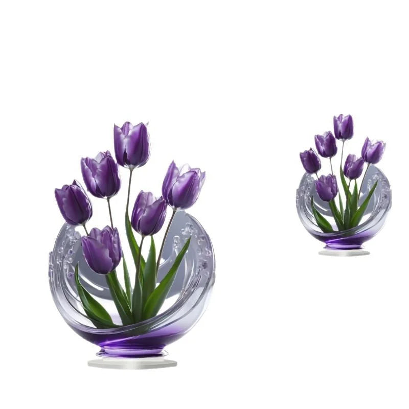 2 Pcs Charming Purple Tulip 2D Acrylic Ornament - Flat