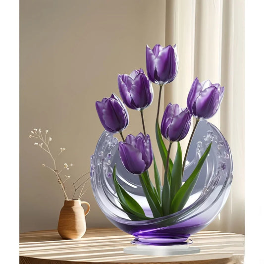 2 Pcs Charming Purple Tulip 2D Acrylic Ornament - Flat