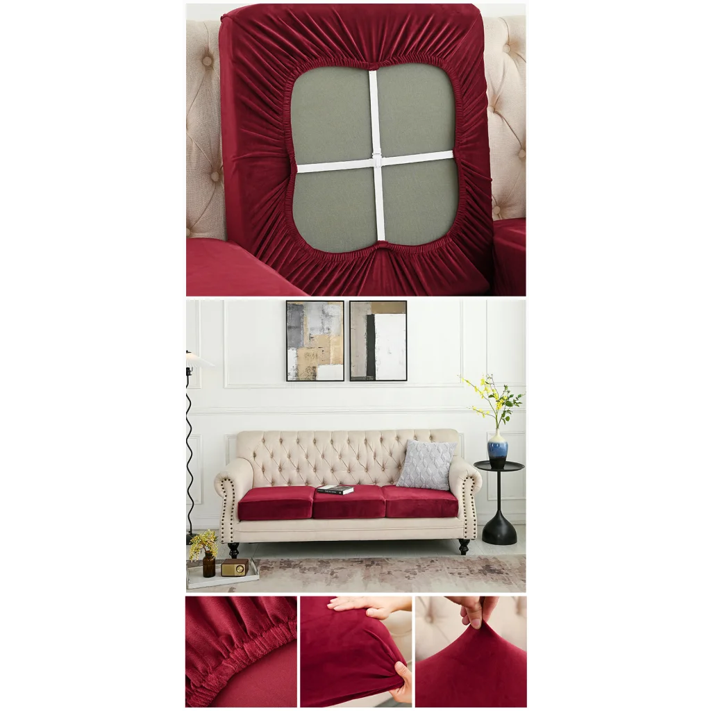 2 Pcs Claret Elegant Polyester Sofa Cover - Full Protection