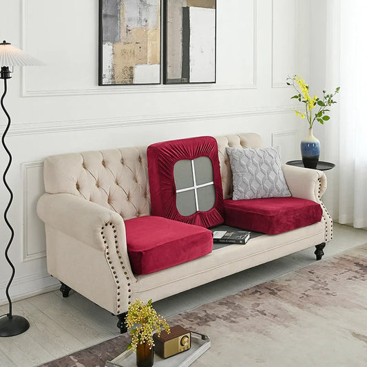 2 Pcs Claret Elegant Polyester Sofa Cover - Full Protection