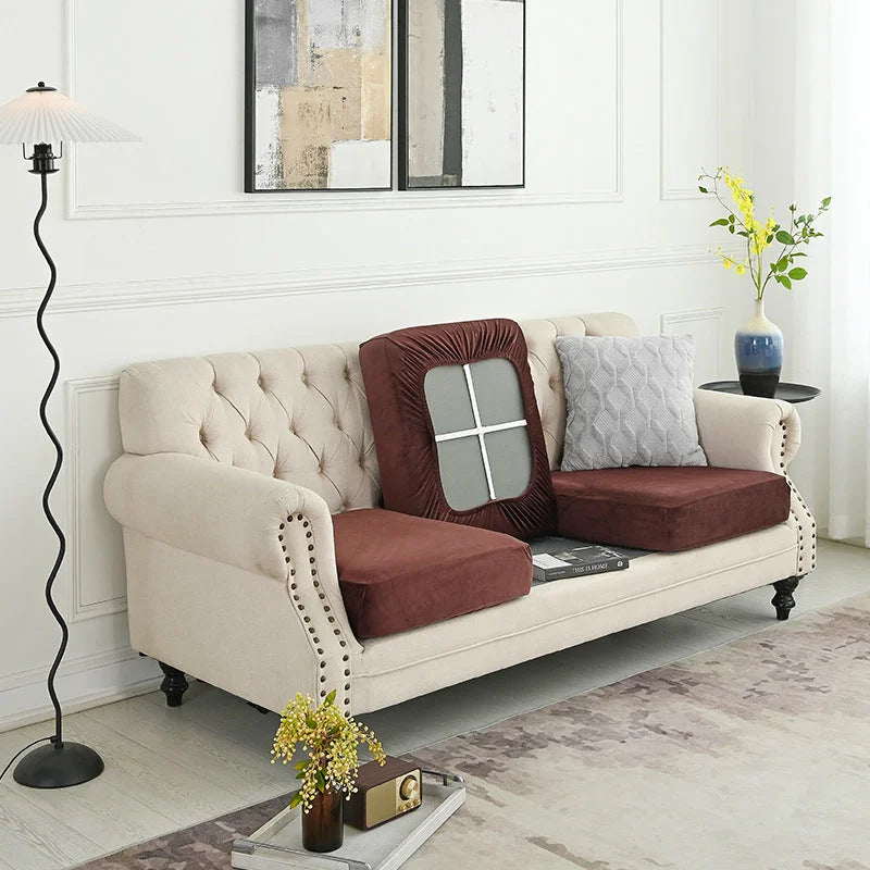 2 Pcs Coffee Elegant Polyester Sofa Cover - Full Protection