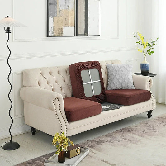 2 Pcs Coffee Elegant Polyester Sofa Cover - Full Protection