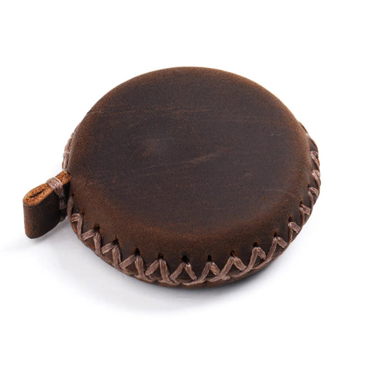2 PCS Coffee Hand-Stitched Leather Tape Measure - Compact &