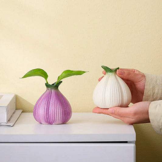 2 Pcs Creative Onion-Shaped Ceramic Vase for Hydroponic