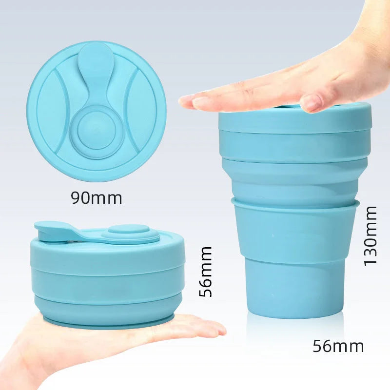 2 Pcs Dark Blue 350ml Collapsible Silicone Travel Cup