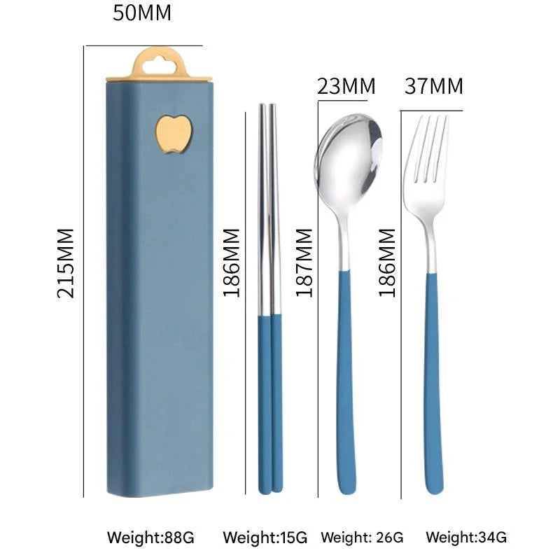 2 - pcs Dark blue Reusable Travel Utensil Set with Case