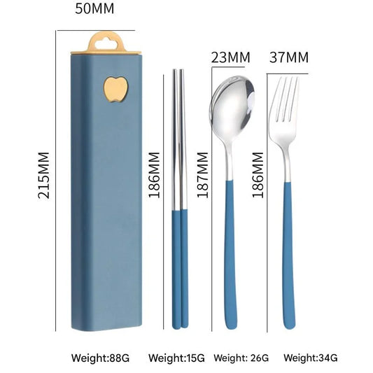2 - pcs Dark blue Reusable Travel Utensil Set with Case