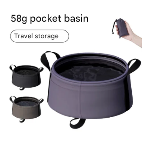 2 Pcs Dark Blue Ultra-Lightweight Collapsible Travel Basin