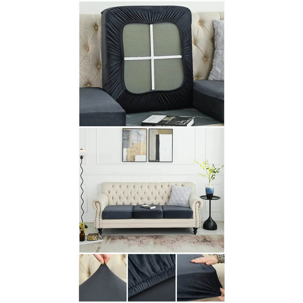 2 Pcs Dark Grey Elegant Polyester Sofa Cover - Full