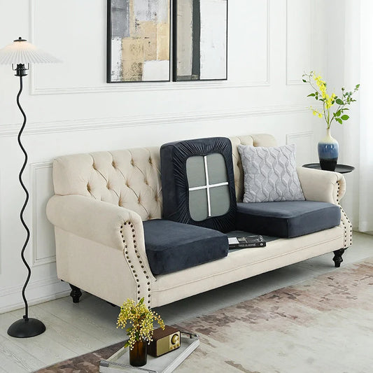 2 Pcs Dark Grey Elegant Polyester Sofa Cover - Full