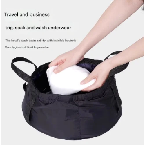 2 Pcs Dark Khaki Ultra-Lightweight Collapsible Travel Basin