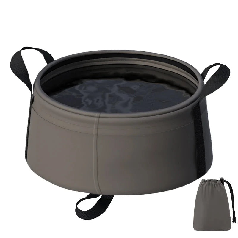 2 Pcs Dark Khaki Ultra-Lightweight Collapsible Travel Basin
