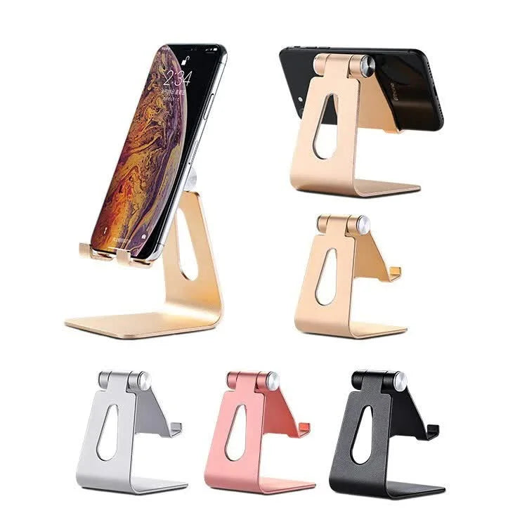 2 Pcs Gold Foldable Aluminum Alloy Phone & Tablet Stand
