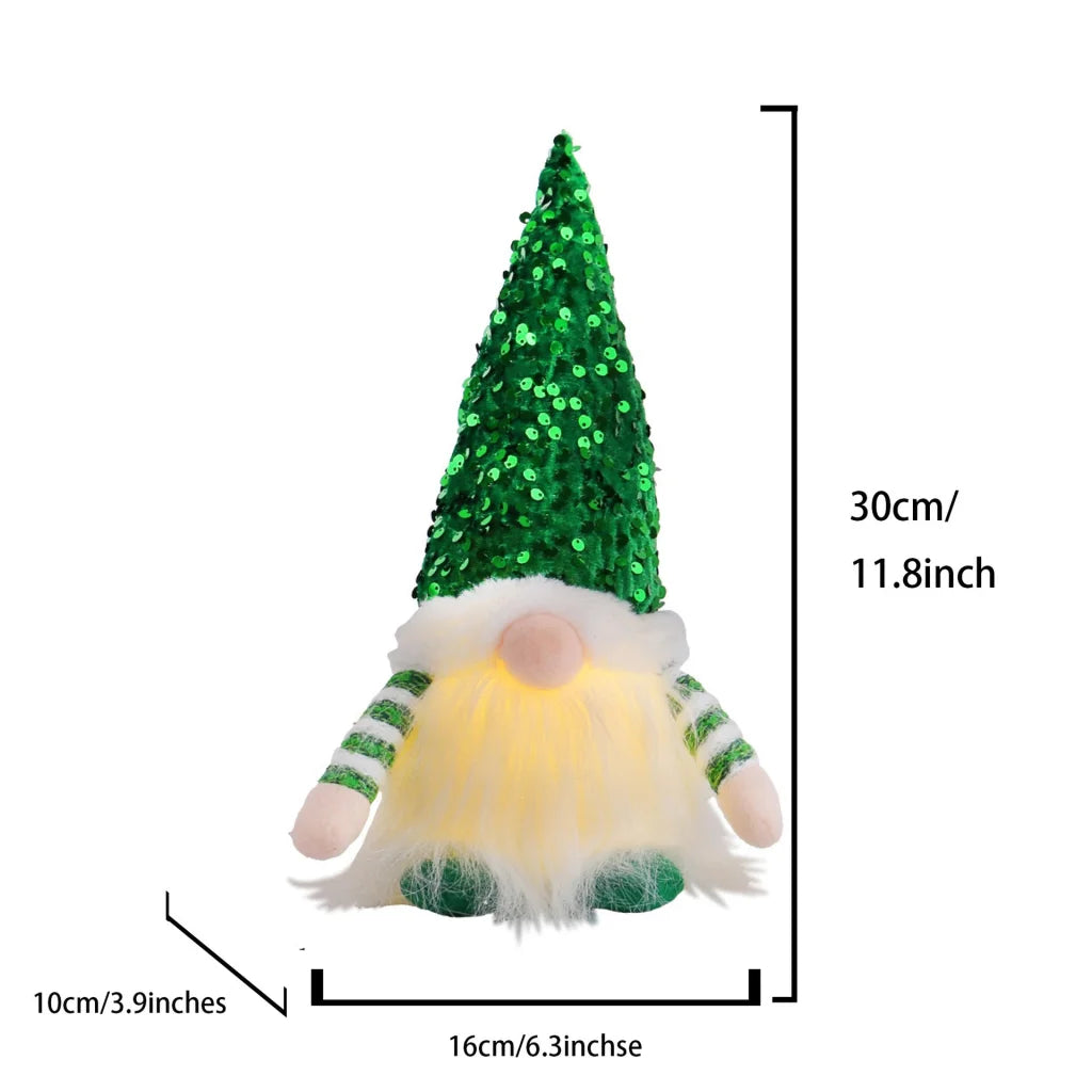 2 Pcs Green Charming Light-Up Christmas Gnome - Festive