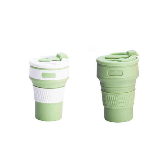 2 Pcs Green Collapsible Silicone Coffee Cup - Portable