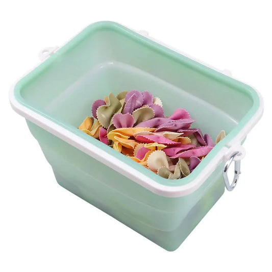 Set Of Two Green Collapsible Silicone Food Storage