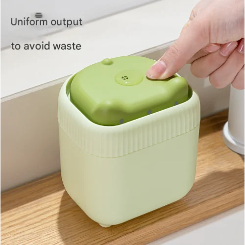 2 Pcs Green Cute Cat Press-to-Dispense Soap Pump & Sponge