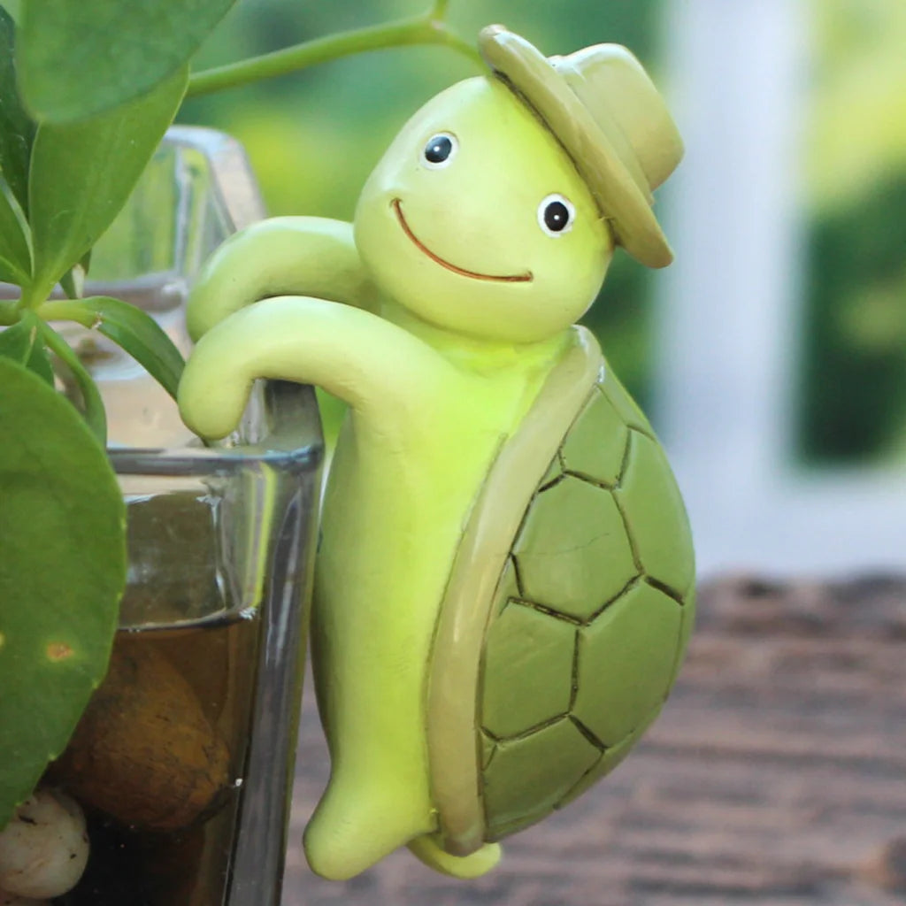 2 Pcs Green Cute Resin Turtle Pot Hanger - Garden Planter