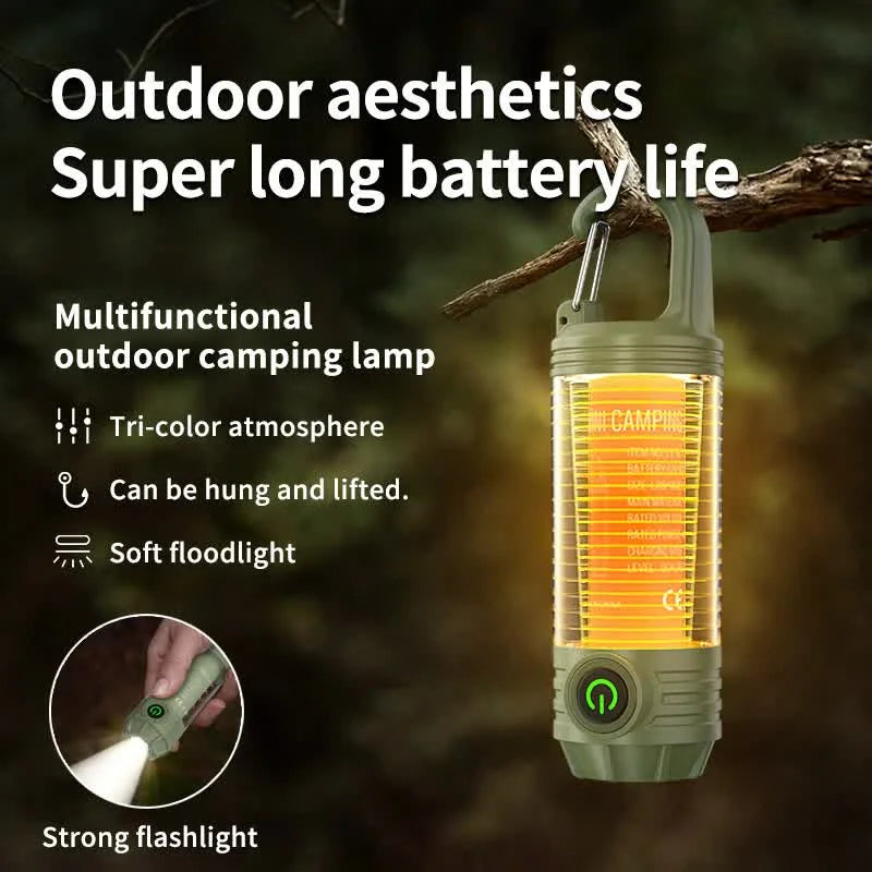 2 PCS Green Portable Outdoor Camping Light with 6 Modes &