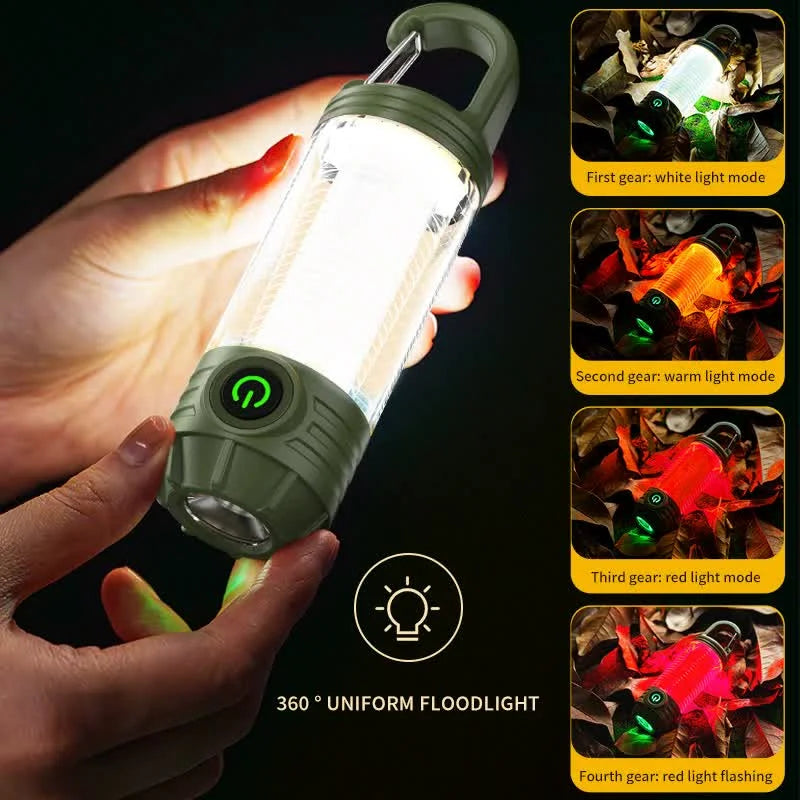 2 PCS Green Portable Outdoor Camping Light with 6 Modes &