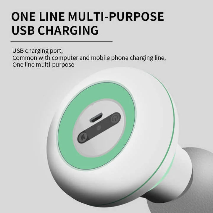 2 Pcs Grey And Green Mini Massage Gun - 6-Speed Muscle