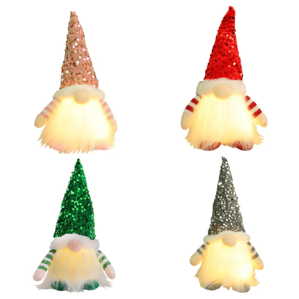 2 Pcs Grey Charming Light-Up Christmas Gnome - Festive