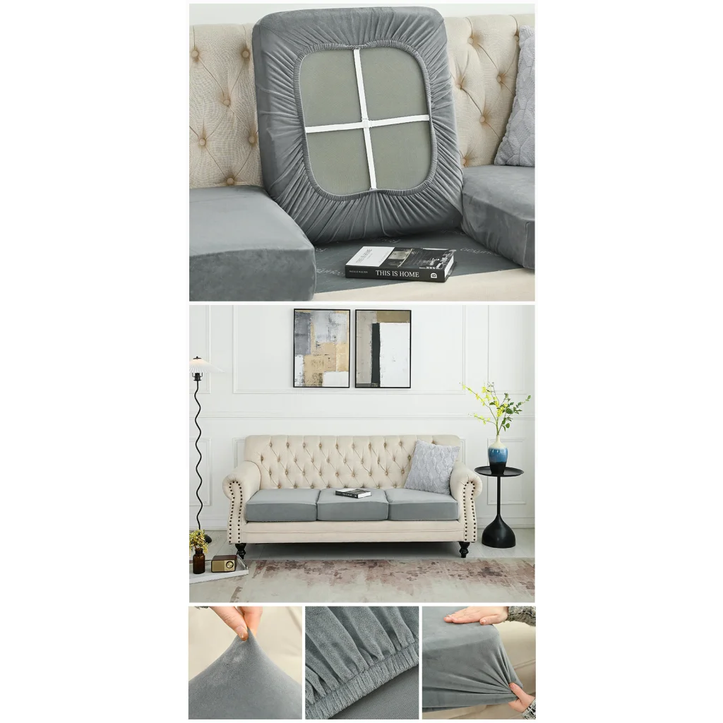 2 Pcs Grey Elegant Polyester Sofa Cover - Full Protection