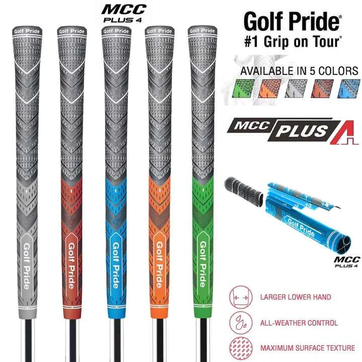 2 Pcs Grey MCC PLUS4 Midsize Golf Grip - Rubber and Cotton
