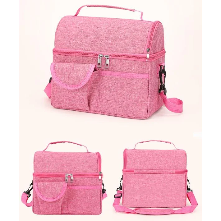 2 Pcs Grey Premium Double Layer Insulated Lunch Bag - 8.4L