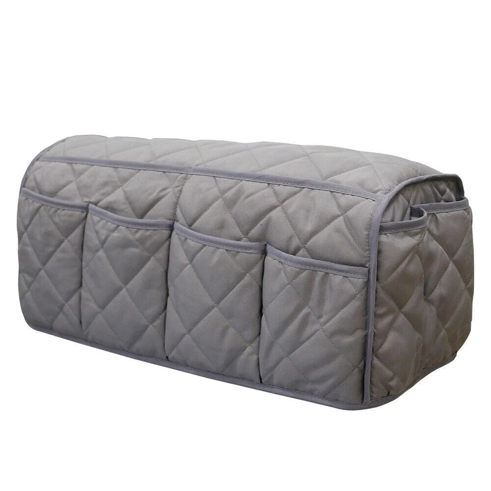 2 Pcs Grey Quilted Sofa Armrest Organizer Caddy