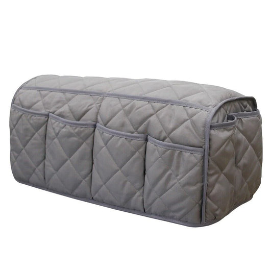 2 Pcs Grey Quilted Sofa Armrest Organizer Caddy